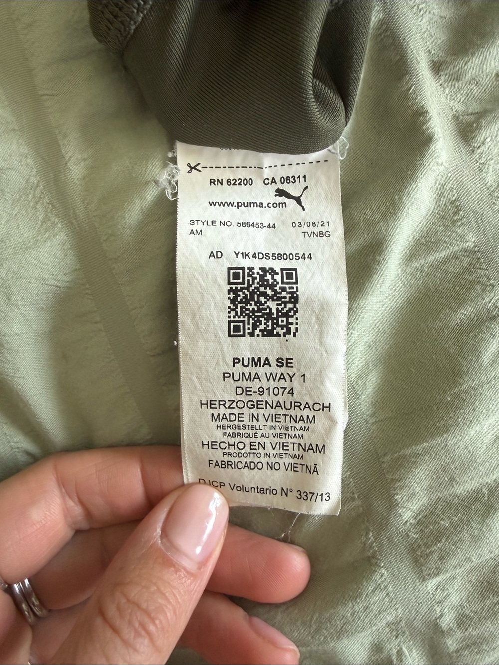 Puma Olive Green Performance Racerback Bra - Picture 4 of 4